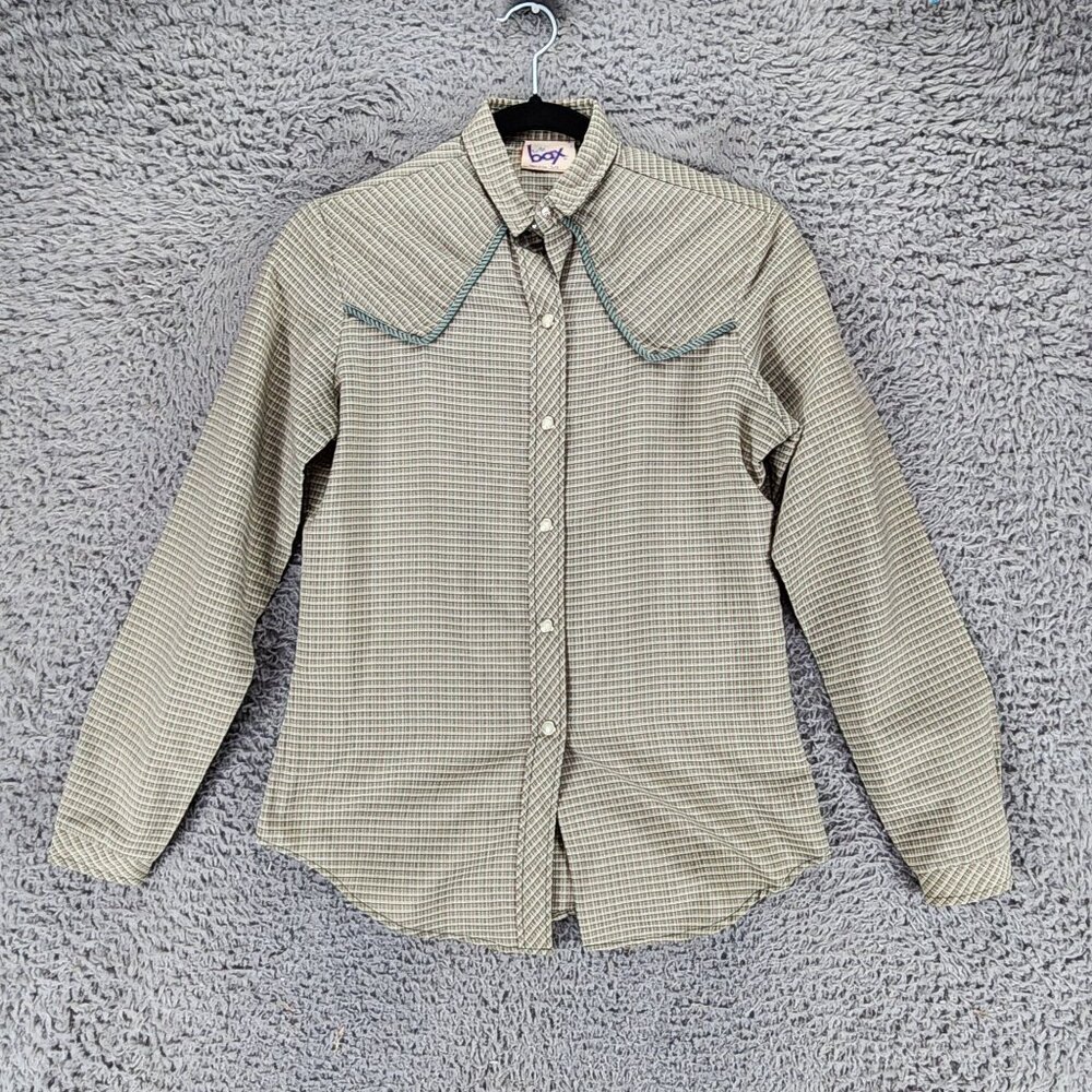 Turtle Bax Shirt Womens 5 Green Long Sleeve Pearl Snap *GUC*